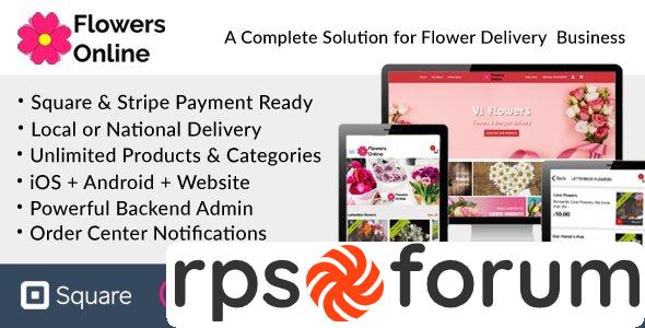 Flowers Florists Floristry Online Bouquet Ordering System iOs + Android + Onwer App + Web + Admin v6.1